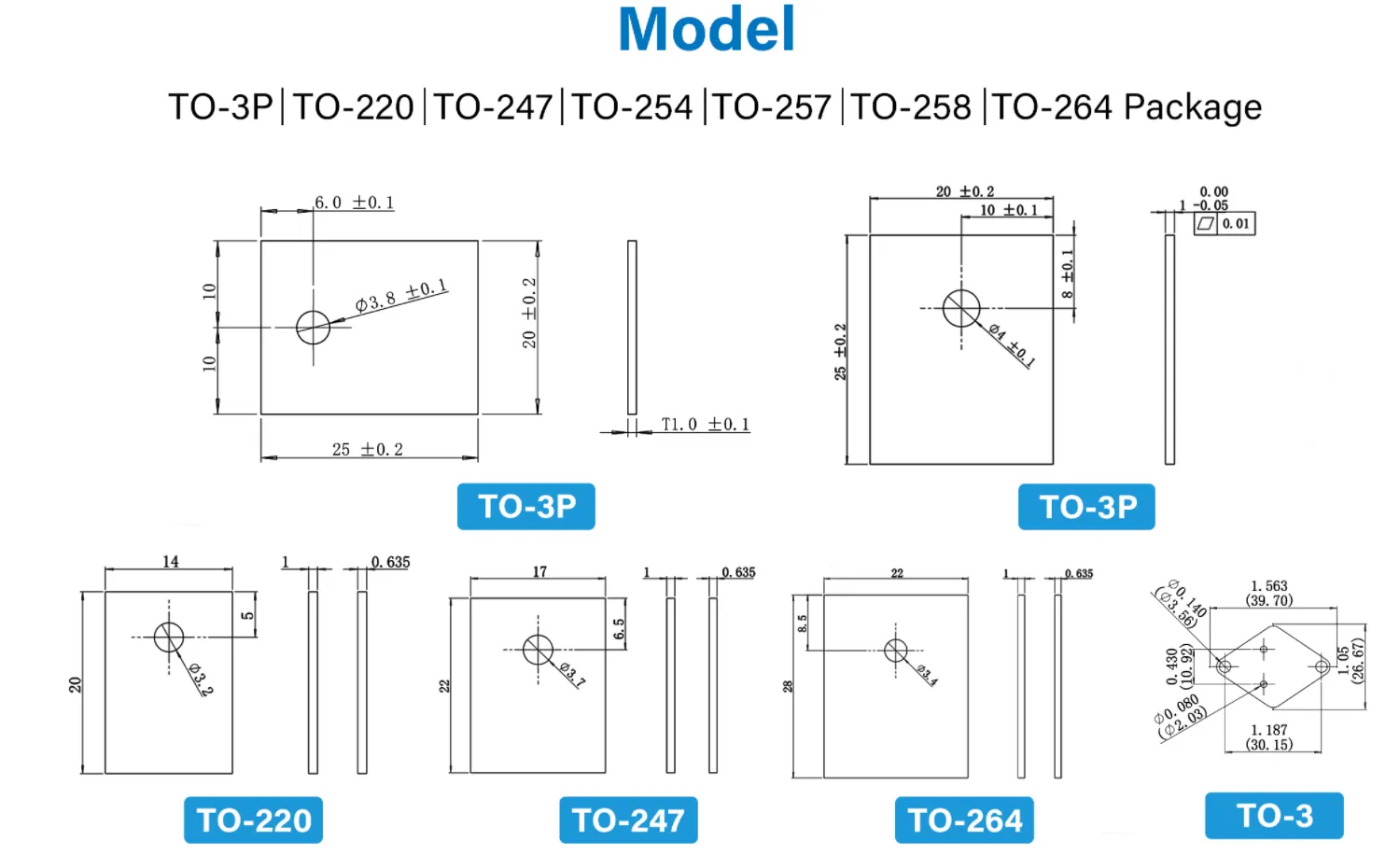TO-3P 220 247 254 257 258 264 Aluminum Nitride Ceramic Thermal Pads For MOSFET Transistor IGBT Transistor Heat Sink