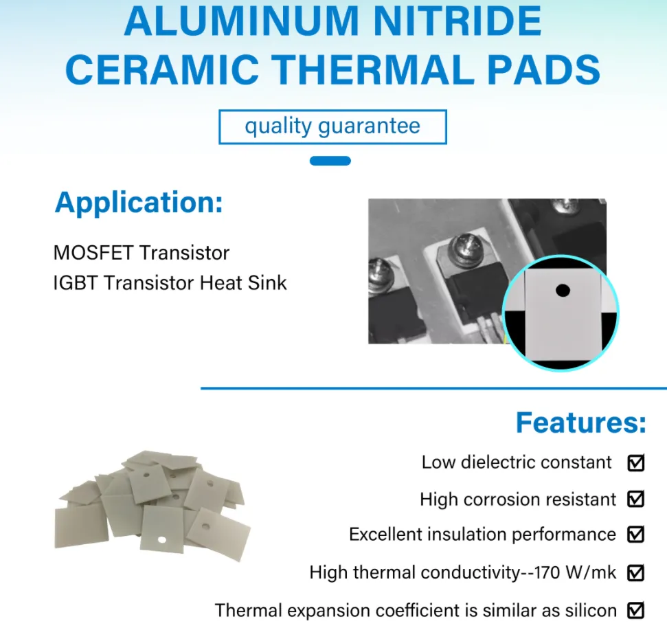 TO-3P 220 247 254 257 258 264 Aluminum Nitride Ceramic Thermal Pads For MOSFET Transistor IGBT Transistor Heat Sink