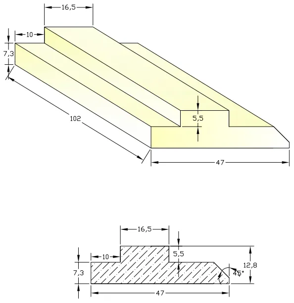 47-2 Alumina Ceramic Dewatering Blades Drawing
