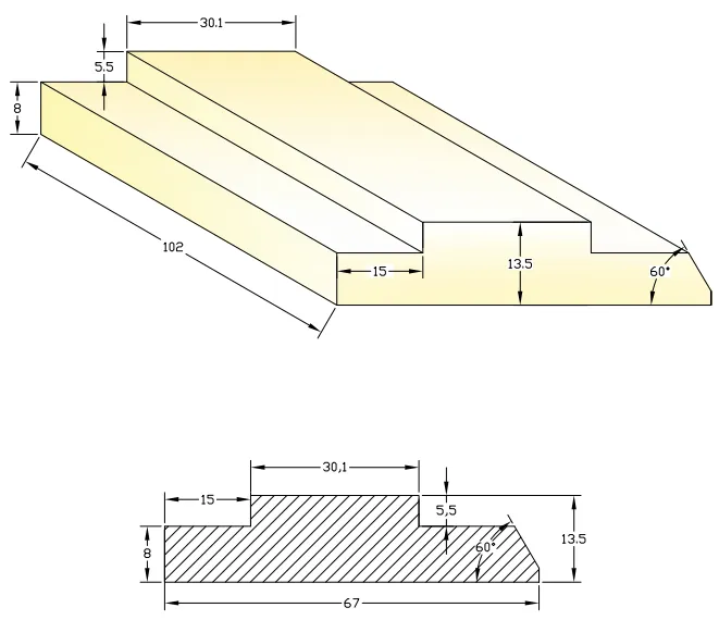 67 Alumina Ceramic Dewatering Blades Drawing