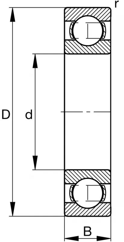 Dimensional diagram of ceramic bearing