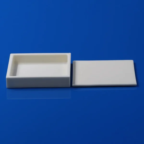 Alumina Square Crucible 100×100×20mm with Lid, 99% Al2O3 Low Height Crucible (1)