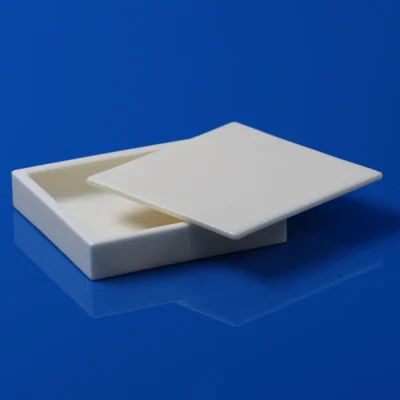 Alumina Square Crucible 100×100×20mm with Lid, 99% Al2O3 Low Height Crucible