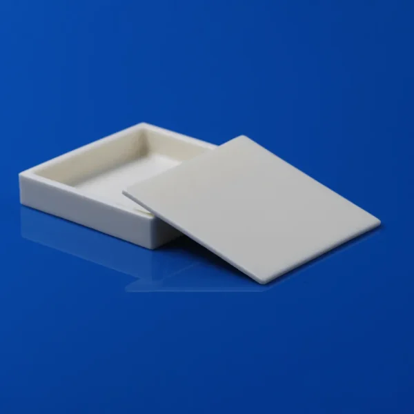 Alumina Square Crucible 100×100×20mm with Lid, 99% Al2O3 Low Height Crucible (6)