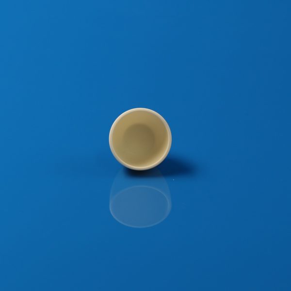 Small Flat Bottom Bulbous Conical 99% Alumina Crucible with Round Lid - OD36.45×H28.32mm (1)