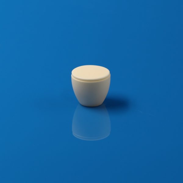 Small Flat Bottom Bulbous Conical 99% Alumina Crucible with Round Lid - OD36.45×H28.32mm (3)