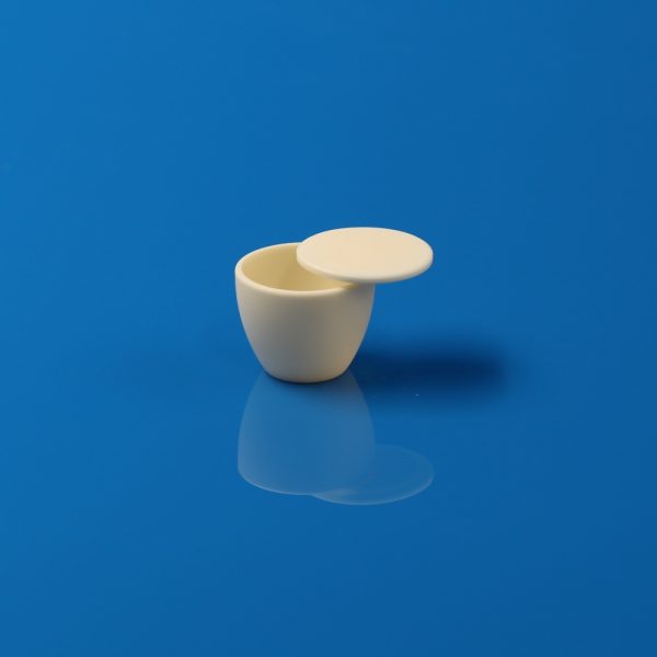Small Flat Bottom Bulbous Conical 99% Alumina Crucible with Round Lid - OD36.45×H28.32mm (5)