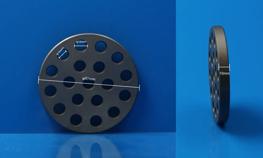 Silicon Carbide Perforated Distribution Plate with 19 Holes for Flow Distribution