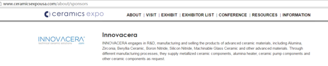 Innovacera Sponsored The Ceramics Expo 2018 In Cleveland , May 1-3, 2018